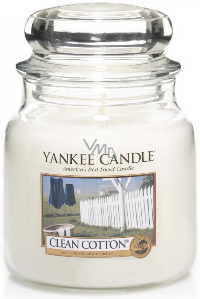 Yankee Candle Clean Cotton - Pure cotton scented candle Classic medium  glass 411 g - VMD parfumerie - drogerie