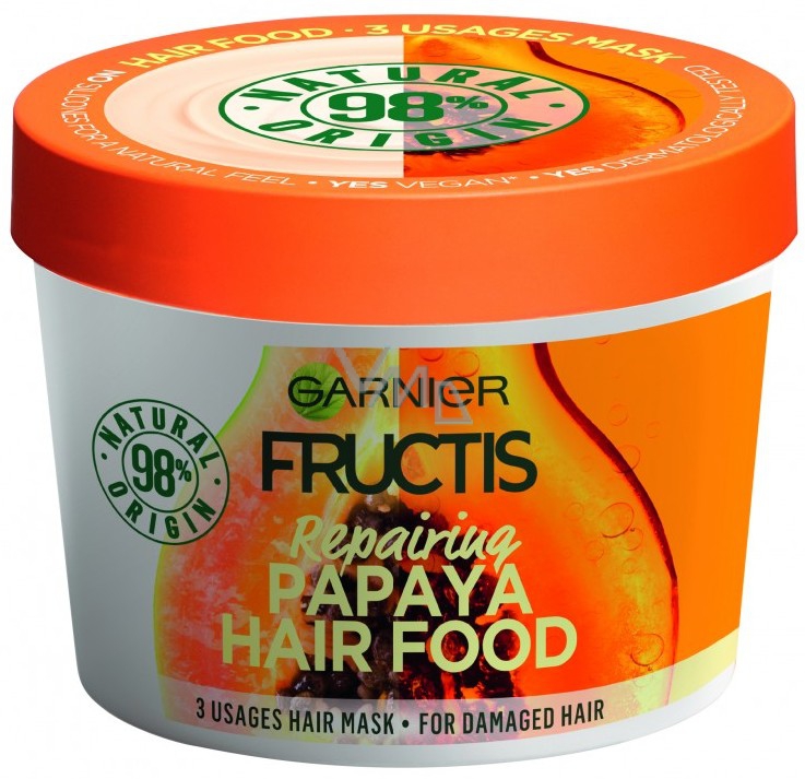 Garnier Fructis Papaya Hair Food Regenerating Mask For Damaged Hair 390 ml  - VMD parfumerie - drogerie