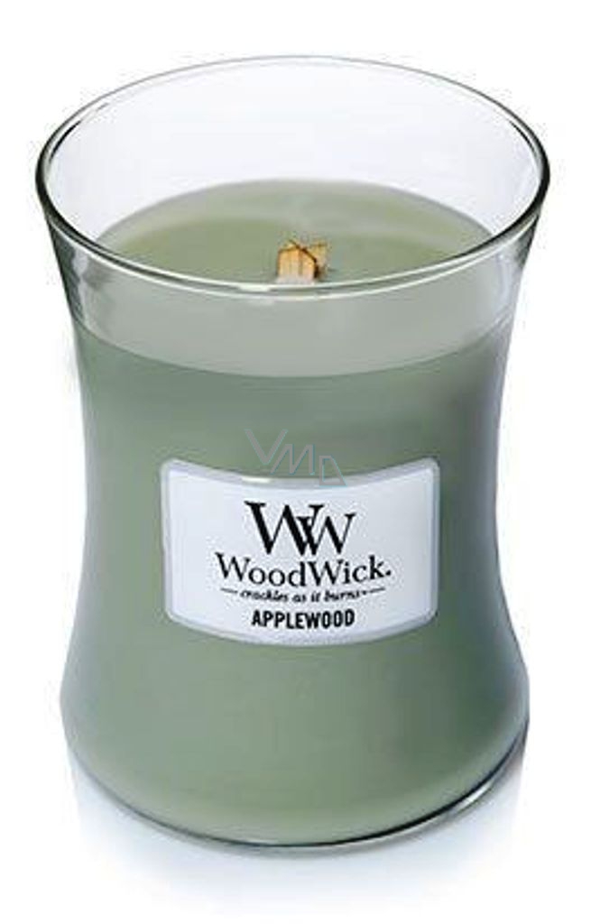 WoodWick Linen - Pure linen scented candle with wooden wick and glass lid  small 85 g - VMD parfumerie - drogerie