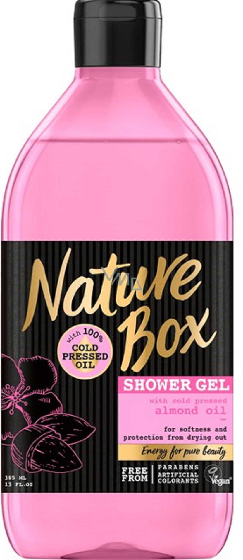 Nature Box Almonds antioxidant shower gel with 100% cold pressed almond oil, suitable for vegans 385 ml - VMD parfumerie - drogerie