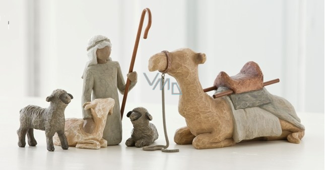 Willow Tree - Shepherd and Nativity animals, camel - Surround new life with  love and warmth, shepherd height including cane  cm, shepherd height  without cane 14 cm - VMD parfumerie - drogerie