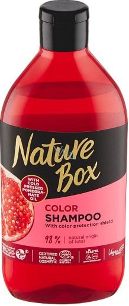 Nature Box Pomegranate Moisturizing and revitalizing shampoo for protection with 100% cold pressed pomegranate oil, suitable vegans 385 ml - VMD parfumerie - drogerie