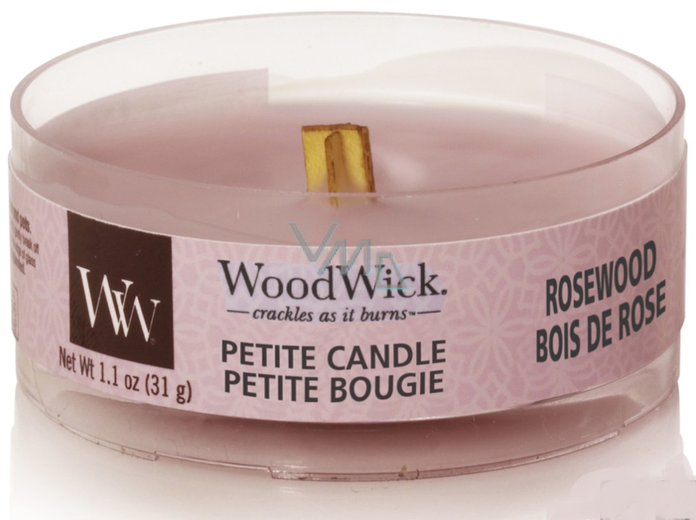 WoodWick Rosewood - Rosewood scented candle with wooden wick and glass lid  medium 275 g - VMD parfumerie - drogerie