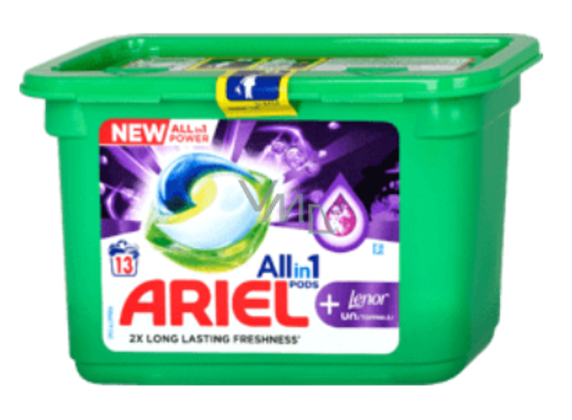 Ariel Allin1 Pods + Lenor gel capsules for washing long-lasting