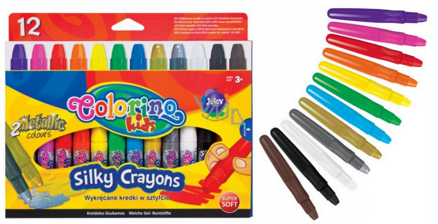 Colorino Silky 3in1 wax crayons with plastic handle 12 colors - VMD  parfumerie - drogerie