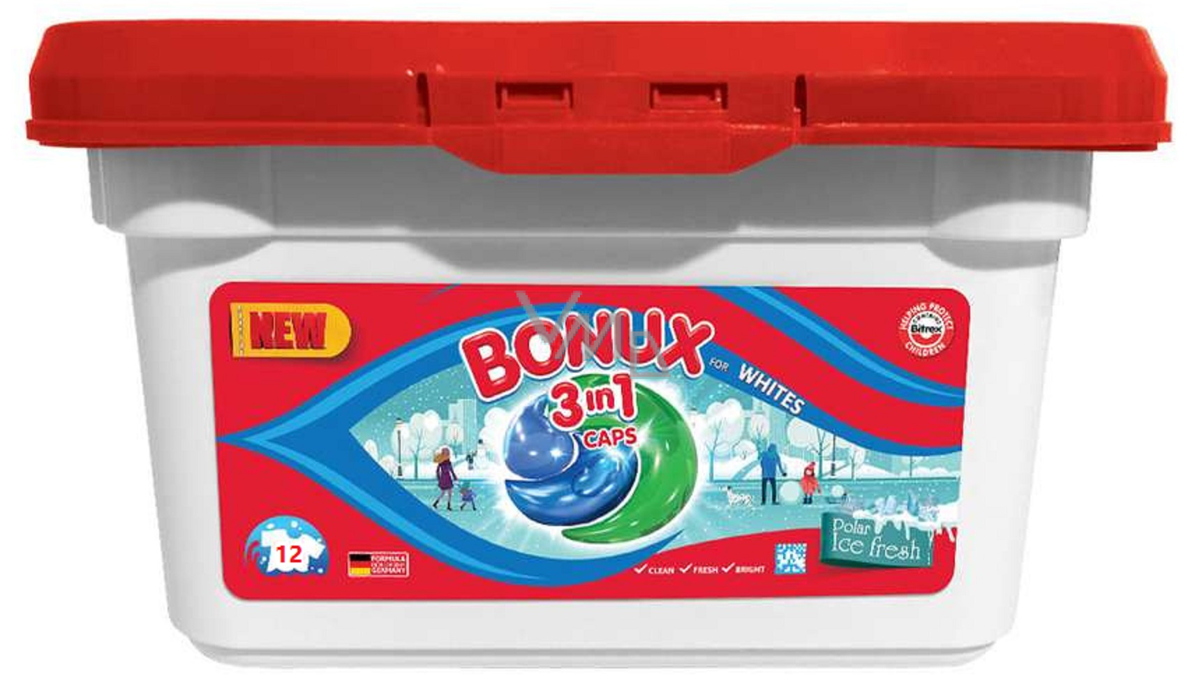 Bonux White Polar Ice Fresh 3in1 gel capsules for white laundry 12 doses  318 g - VMD parfumerie - drogerie