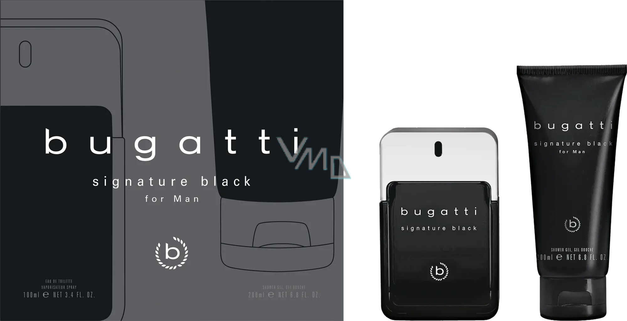 Bugatti Signature Black eau de for - 100 toilette gel VMD parfumerie - shower ml drogerie gift men + set 200 ml