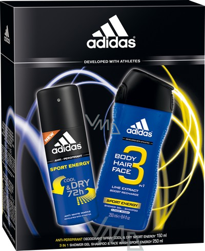 Adidas Sport Energy antiperspirant spray 150 ml + shower gel ml, set - VMD parfumerie - drogerie