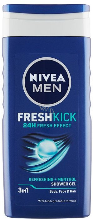 Ijver Milieuvriendelijk D.w.z Nivea Men Fresh Kick 3 in 1 shower gel 250 ml - VMD parfumerie - drogerie