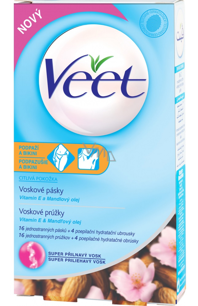 Veet Easy-Gel wax strips for sensitive skin - bikini and armpit 16 pieces +  Perfect Finish wipes for final care 3 pieces - VMD parfumerie - drogerie