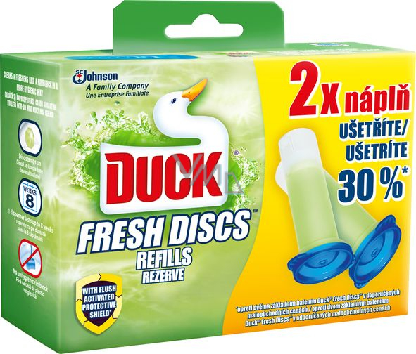 Duck Fresh Discs Lime WC gel for hygienic cleanliness and freshness of your  toilet refill 2x36 ml