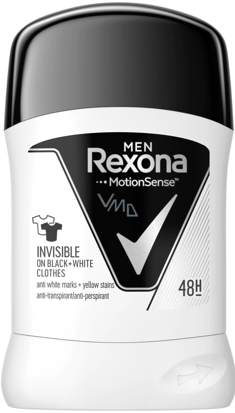 Vooruitgaan Voor type Ingang Rexona Men Invisible On Black + White Clothes antiperspirant deodorant  stick for men 50 ml - VMD parfumerie - drogerie
