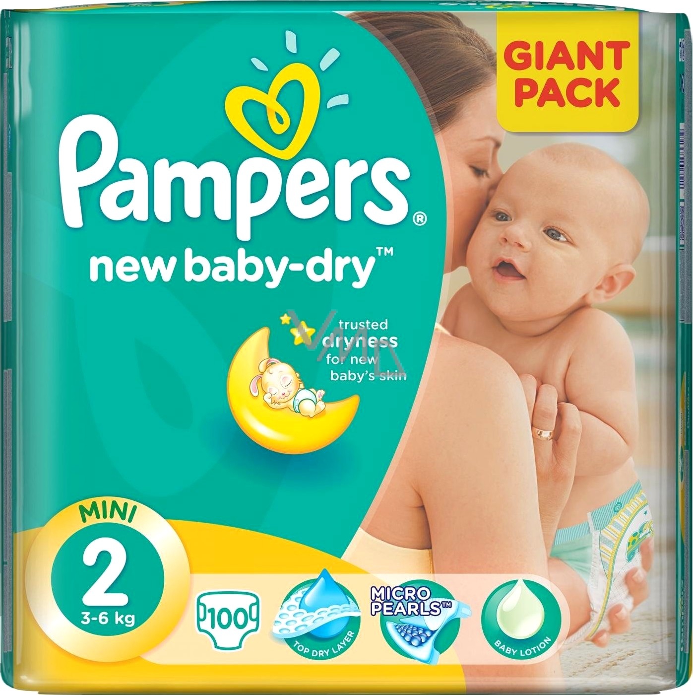 Jane Austen Generous mouth Pampers New Baby Dry 2 Mini 3-6 kg diaper panties 100 pieces - VMD  parfumerie - drogerie