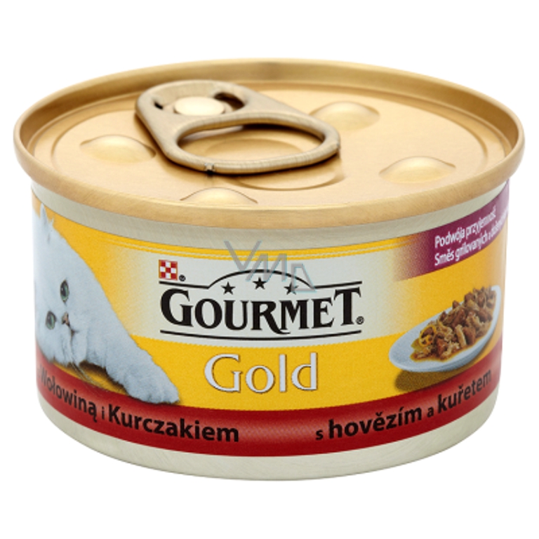 Gourmet Gold Cat Canned beef and chicken for adult cats 85 g - VMD