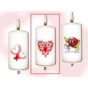 Lima Valentine's candle 1 heart candle with decal white cylinder 50 x 100 mm 1 piece