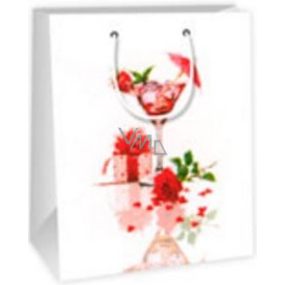 Ditipo Gift paper bag 18 x 10 x 22.7 cm white glass, gift, rose