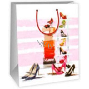 Ditipo Gift paper bag 26.4 x 13.6 x 32.7 cm white pink - box, shoes DAB