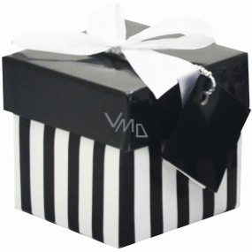 Angel Folding gift box with ribbon 05 Black and white stripes 7 x 7 x 7 cm