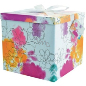 Angel Folding gift box with ribbon Colorful flowers 25 x 25 x 14.5 cm