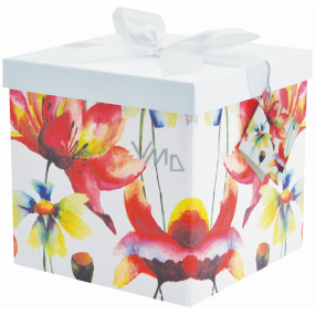 Angel Folding gift box with ribbon Colorful flowers 17 x 17 x 17 cm