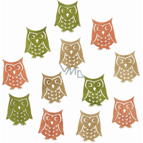 Wooden owls 4 cm 12 pieces