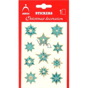 Arch Holographic Christmas decorative stickers with glitter 702-SG blue-gold 8.5 x 12.5 cm