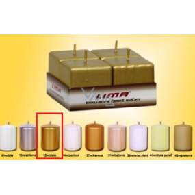 Lima Candle smooth gold cube 45 x 45 mm 4 pieces