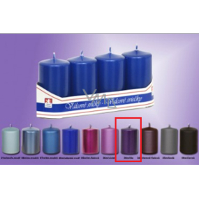 Lima Candle smooth metal lilac cylinder 40 x 70 mm 4 pieces