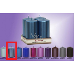 Lima Candle smooth metal blue cylinder 50 x 100 mm 4 pieces