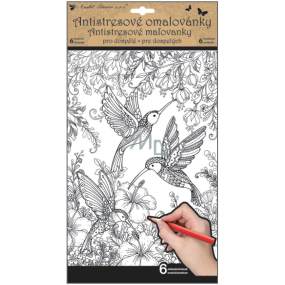 Creative coloring book butterflies and birds 6 motifs, 6 leaves 36.5 x 21.5 cm