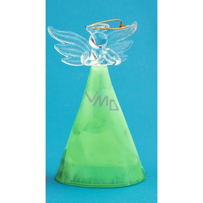 Glass angel with colored skirt green 10 cm