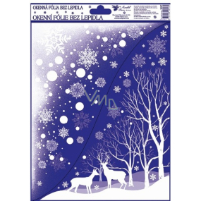 Window foil without glue corner with glitter winter landscape with animals 42 x 30 cm