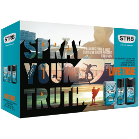Str8 Live True AS 50 ml mens aftershave + 150 ml spray deodorant + 250 ml shower gel, cosmetic set