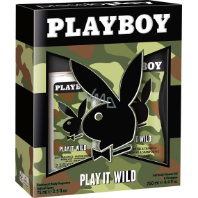 Playboy Play It Wild for Him scented deodorant glass 75 ml + 250 ml shower gel, cosmetic set
