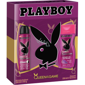 Playboy Queen of The Game deodorant spray for women 150 ml + shower gel 250 ml, cosmetic set