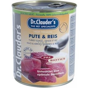 Dr. Clauders Turkey with rice complete super premium food 80% meat for adult dogs 800 g