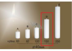 Lima Gastro smooth candle white cylinder 40 x 150 mm 1 piece