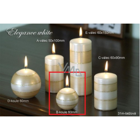 Lima Elegance White candle beige ball 60 mm 1 piece