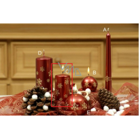 Lima Snowflake candle red cylinder 50 x 100 mm 1 piece