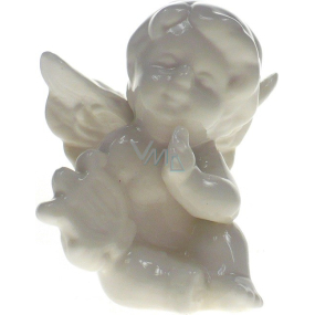 Porcelain angel with harp 8 cm