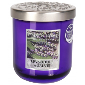 Heart & Home Lavender and sage Soy scented candle medium burns up to 30 hours 115 g