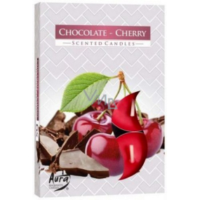 Bispol Aura Chocolate Cherry - Chocolate and cherries scented tea candles 6 pieces
