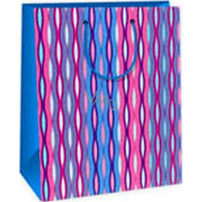 Ditipo Gift paper bag 26.4 x 13.7 x 32.4 cm pink-blue-green waves AB