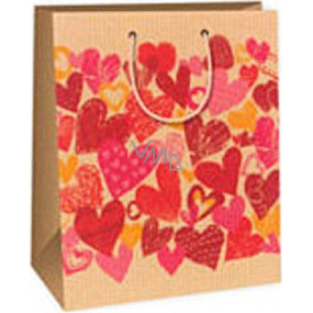 Ditipo Gift paper bag 26.4 x 13.7 x 32.4 cm beige hearts
