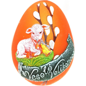 Lamb easter candle metal mat orange egg 60 mm