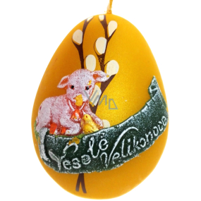 Lamb Easter candle metal mat golden egg 60 mm
