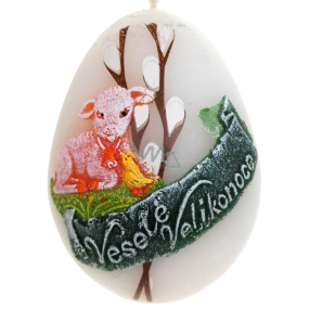 Lamb Easter candle metal mat white egg 60 mm