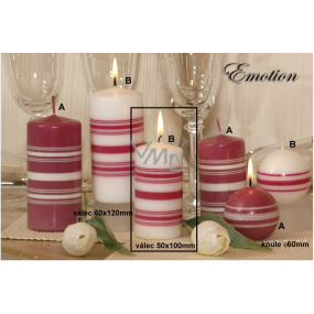 Lima Fresh Line Emotion scented candle white - pink stripes cylinder 50 x 100 mm 1 piece