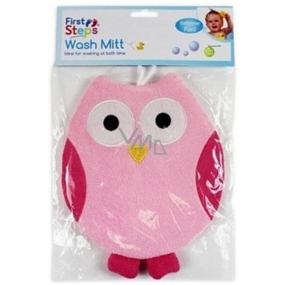 First Steps Washcloth gloves Owl pink