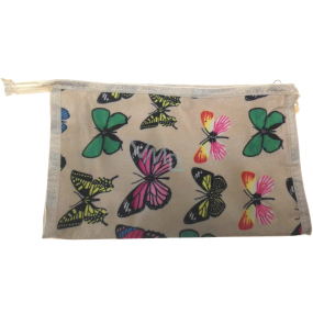 Etue Square beige with colored butterflies 21 x 14 x 6 cm 70190